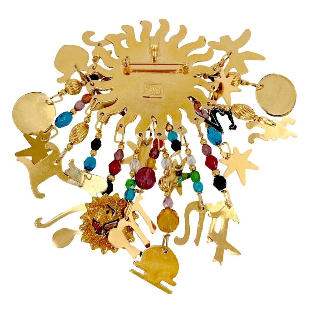 Lunch at The Ritz Zodiac Sun Pin – Hand-Enameled Celestial Astrology Brooch - Picture 7 of 11